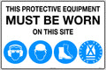 800x600mm Mandatory PPE Sign | Construction Sites | Uniform Safety Signs