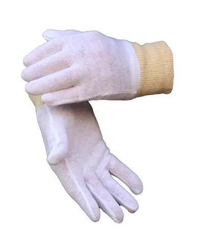 White Knit Wrist Ladies Cotton Gloves | Light Manufacturing | ATS Global