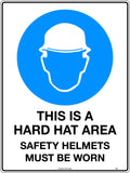 450x300mm Hard Hat Area Sign | Construction Sites | Uniform Safety Signs