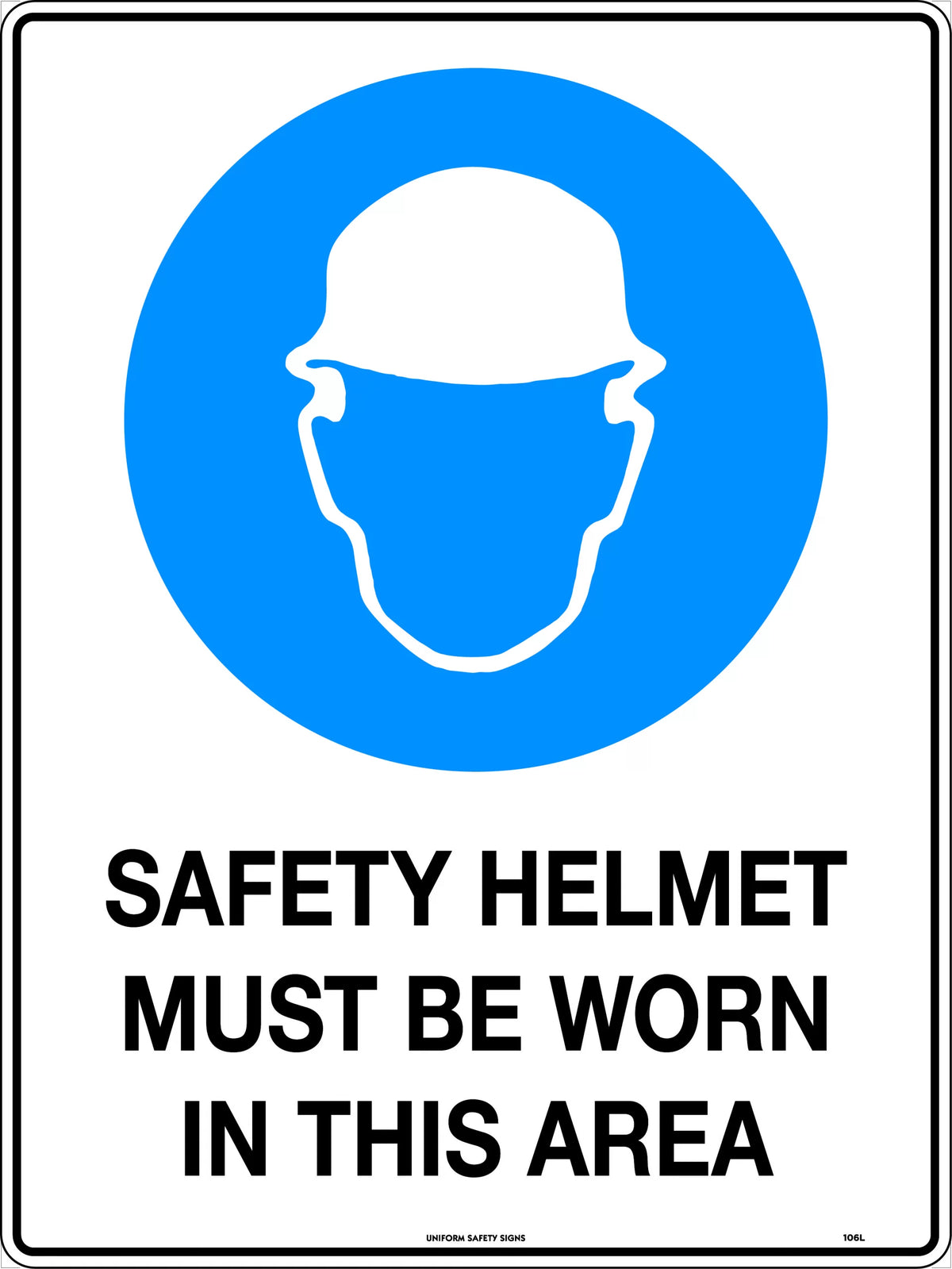 Helmet Corflute Mandatory PPE Sign | Construction Sites | Uniform Safety Signs