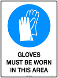 Gloves 600x400mm Mandatory PPE Sign | Industrial Workshops | Uniform Safety Signs