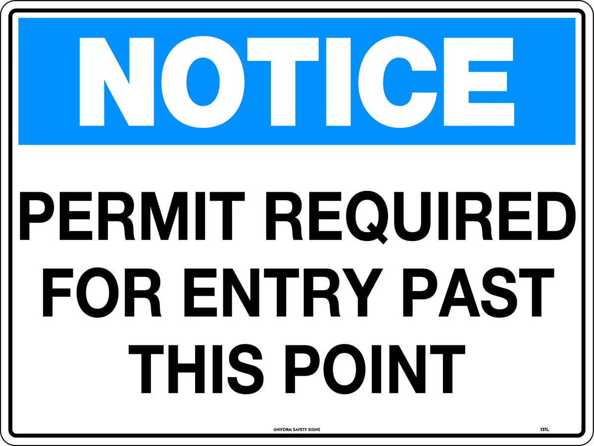 600x400mm Permit Required Notice | Site Access Control | Uniform Safety Signs