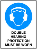 Double Hearing Protection Mandatory Sign | High-Noise Zones | Uniform Safety Signs
