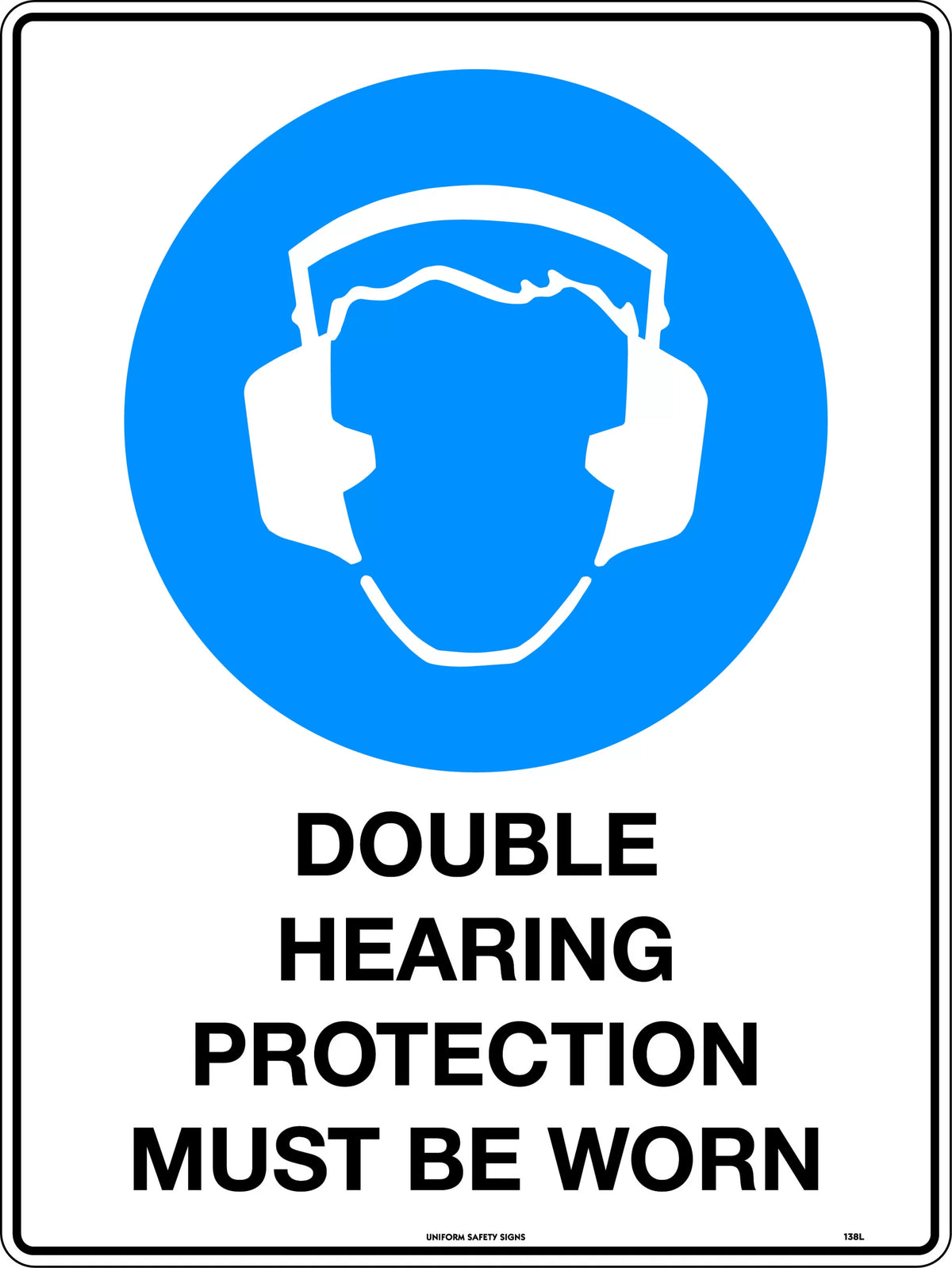 Double Hearing Protection Mandatory Sign | High-Noise Zones | Uniform Safety Signs