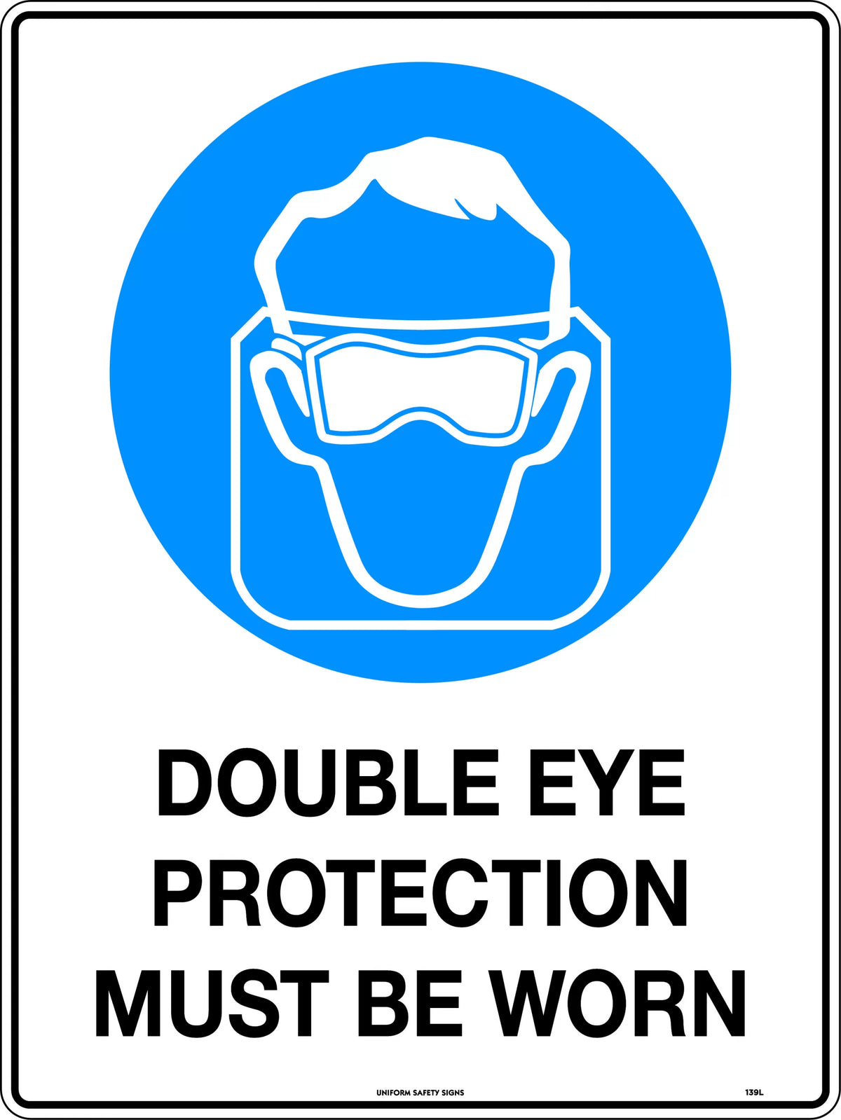4500x300mm Double Eye Protection Sign | Industrial Workshops | Uniform Safety Signs