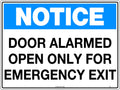450x300mm Alarmed Door Notice | Emergency Exits | Uniform Safety Signs