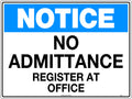 600x400mm No Admittance Sign | Office Entry | Uniform Safety Signs
