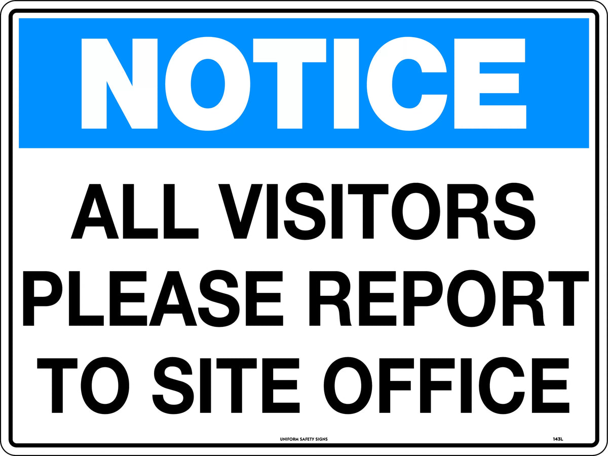 Corflute Visitor Notice Sign | Construction Site Entry | Uniform Safety Signs