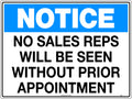 Metal No Sales Reps Notice | Office and Warehouse Entrances | Uniform Safety Signs