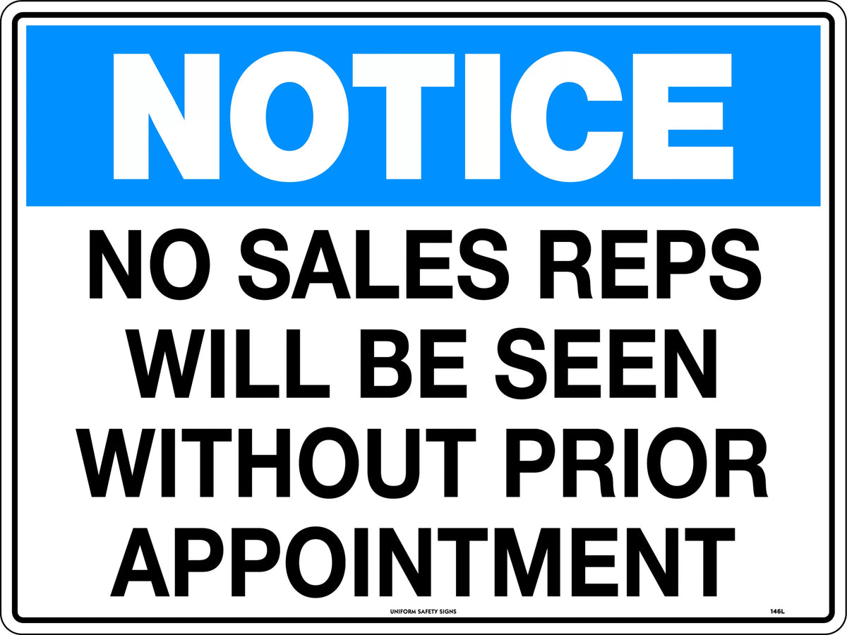 Metal No Sales Reps Notice | Office and Warehouse Entrances | Uniform Safety Signs