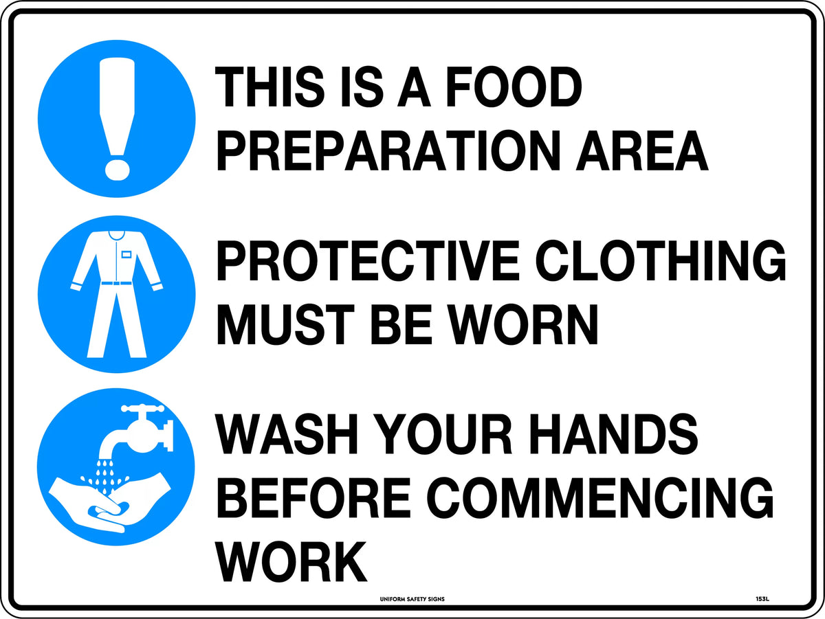 600x400mm Food Prep Mandatory Sign | Commercial Kitchens | Uniform Safety Signs