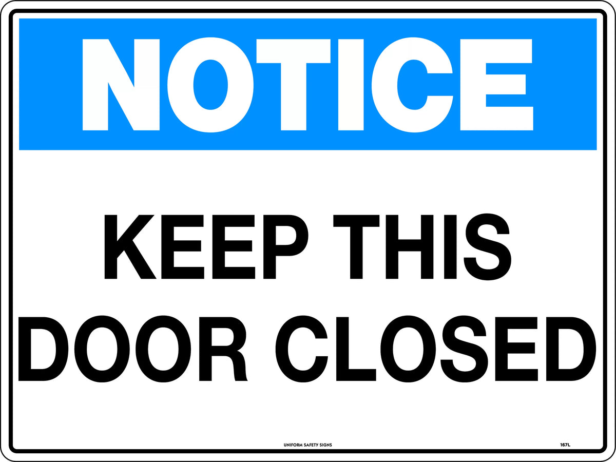 600x400mm Keep Door Closed Sign | Facility Management | Uniform Safety Signs