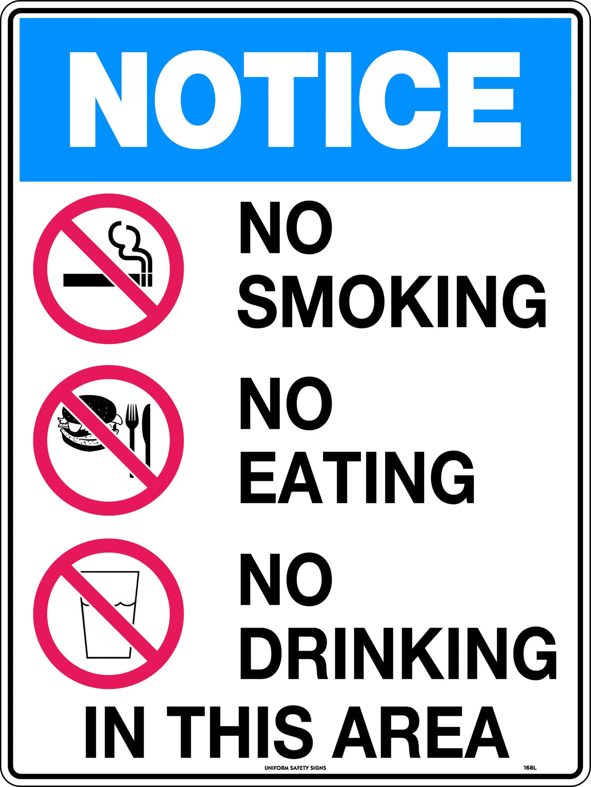 Poly No Smoking, Eating & Drinking Sign | Food Prep Areas | Uniform Safety Signs