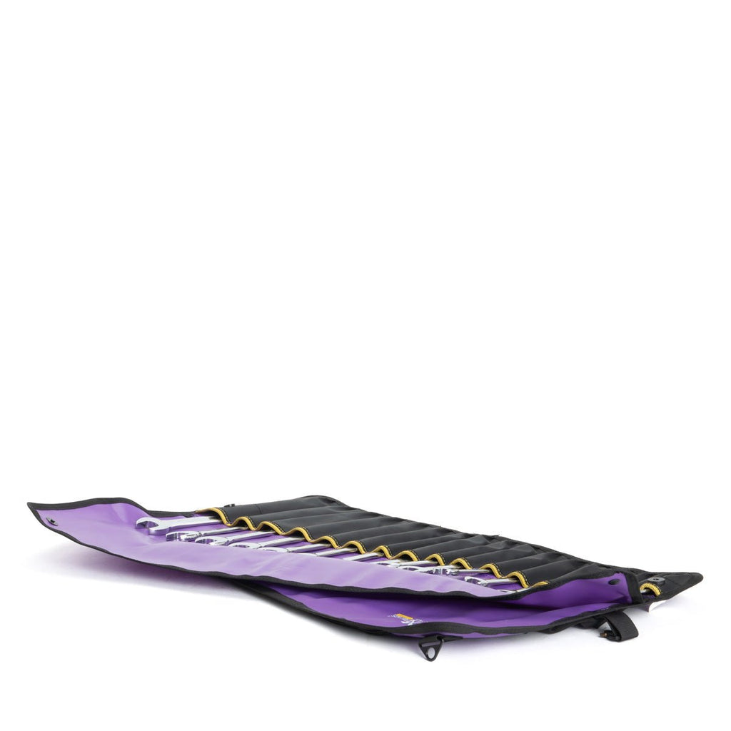 Rugged Xtremes SPANNER ROLL PVC 17 POCKET 780 x 420mm PURPLE WITH BLACK POCKETS