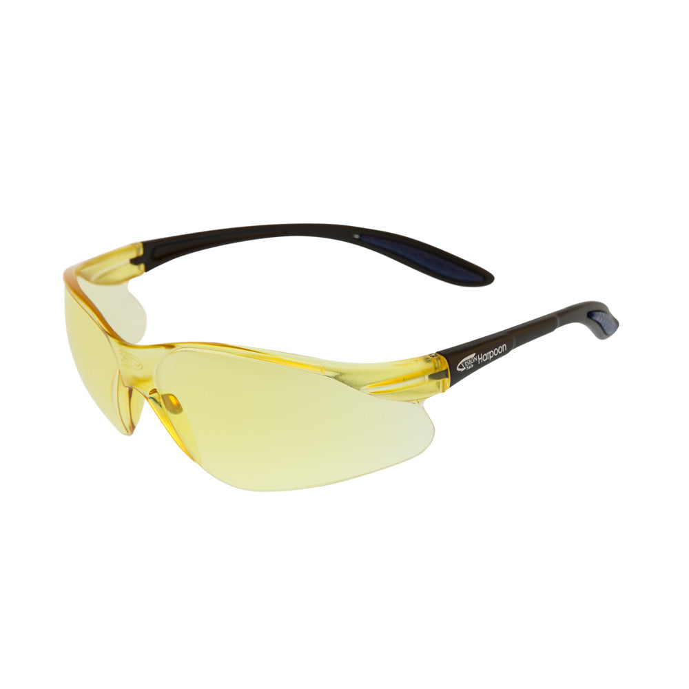 Black Frame Amber Lens Hard Coat Safety Glasses | Vision Safe