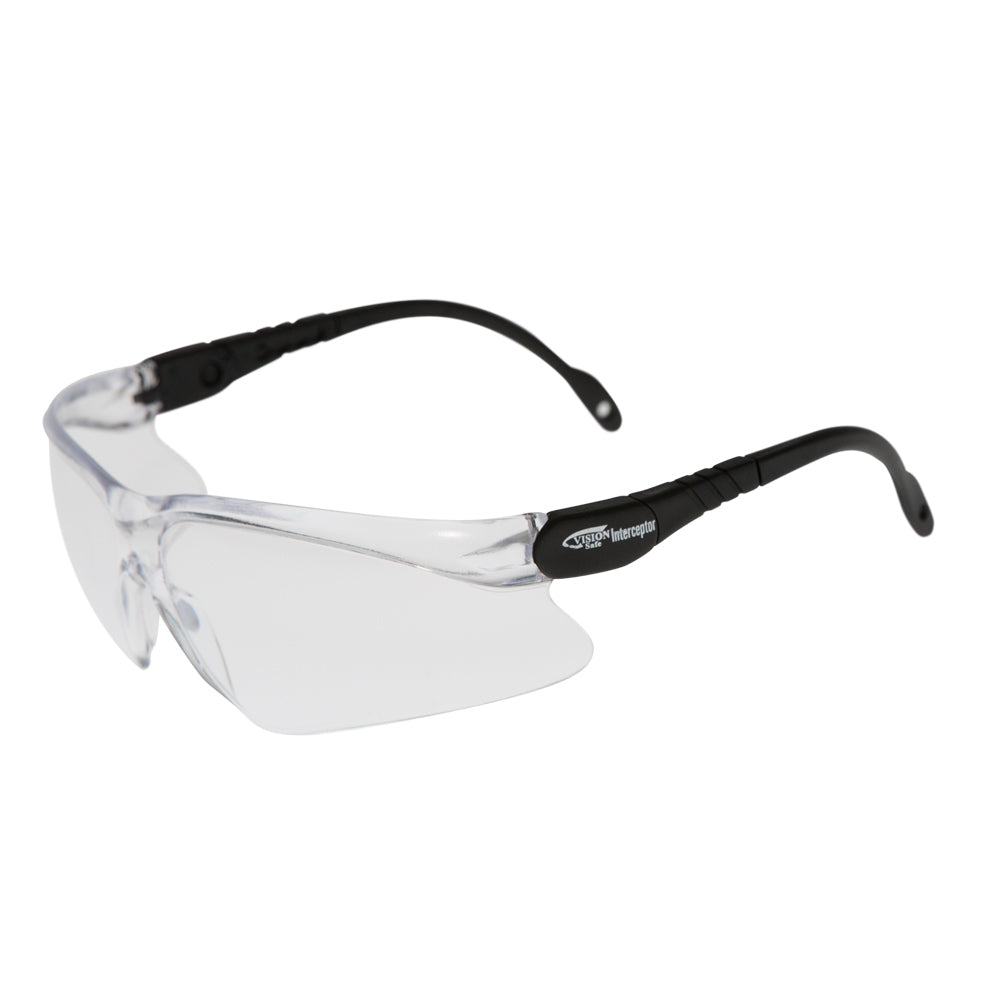 Interceptor Black Frame Hard Coat Safety Glasses | Vision Safe