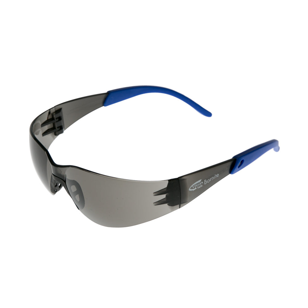 Grey Frame Safety Glasses with Smoke Hard Coat Lens | Vision Safe