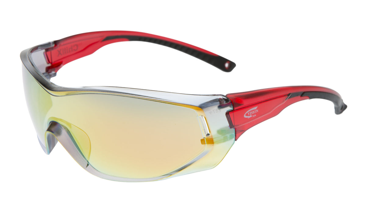 Blue Frame Safety Glasses with Blue Mirror Lens | Vision Safe, view 2
