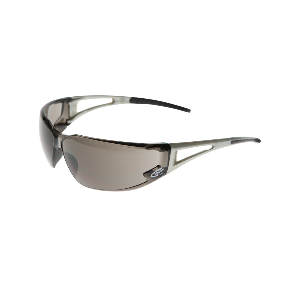 Drift Satin Frame Smoke Hard Coat Safety Glasses | Vision Safe