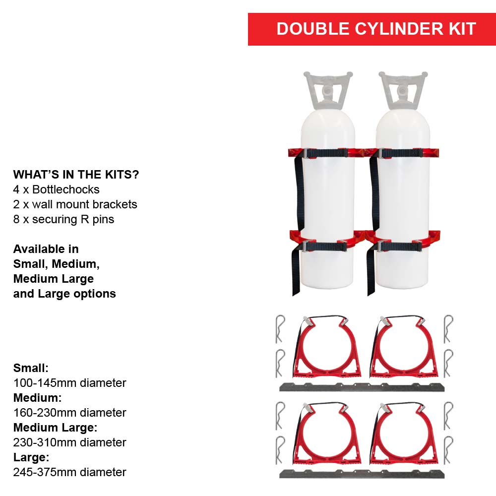 Galvanised Double Yellow Bottlechock Kit - Medium | Vision Safe, view 2