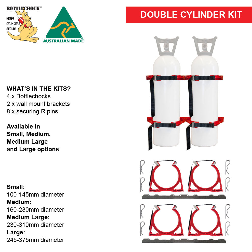 Stainless Steel Double Cylinder Restraint Kit - Medium | Vision Safe, view 2