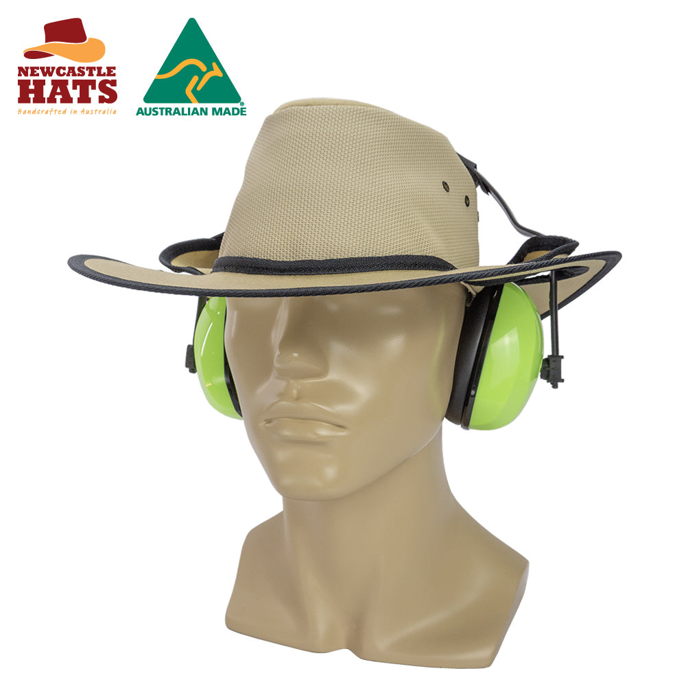 Canvas Breeze Earmuff Safety Hat - Sand | Vision Safe