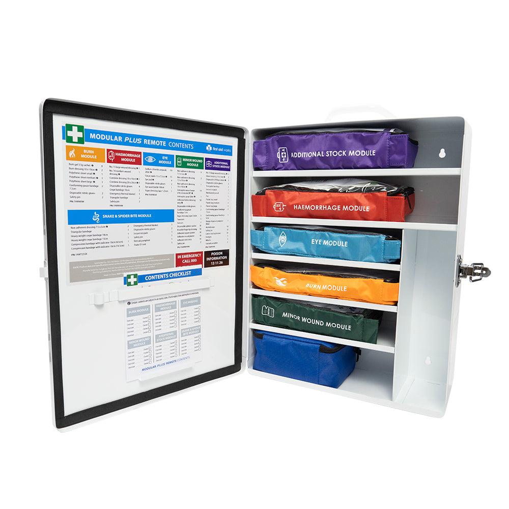 Modular Remote First Aid Kit in Metal Cabinet | Vision Safe, view 2
