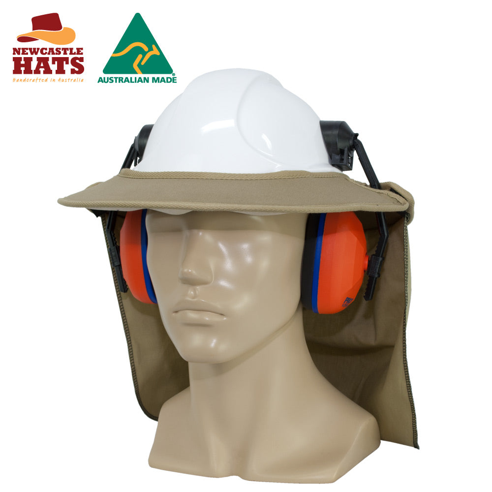 Hard Hat Brim with Neck Flap and Earmuff Compatibility | Vision Safe