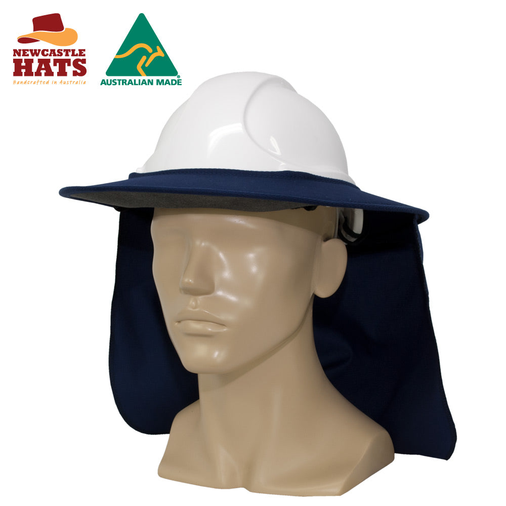 Hard Hat Sun Brim with Brimlock and Flap - Navy | Vision Safe