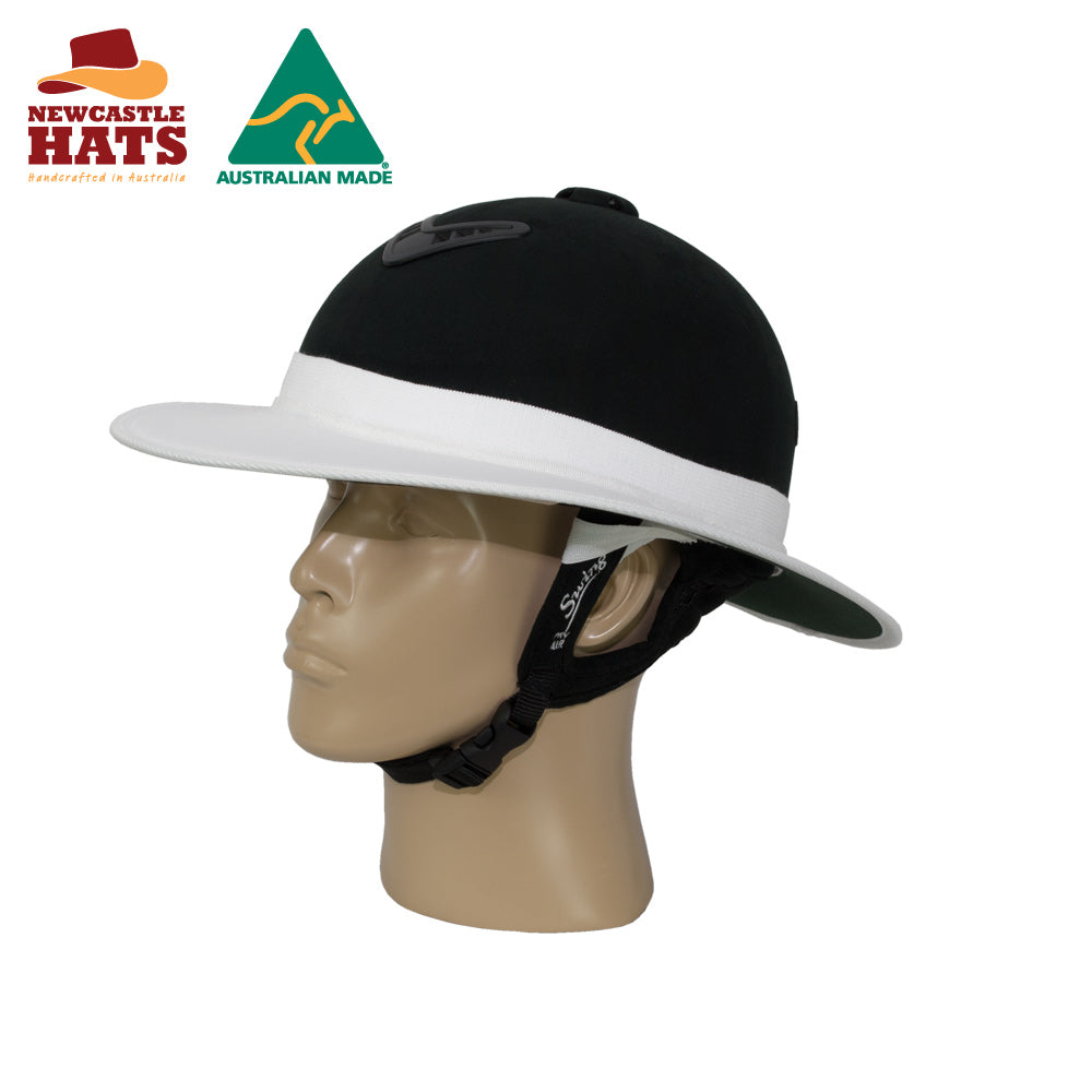 Horse Riding Helmet Brim - White/Bottle Green (L/XL) | Vision Safe