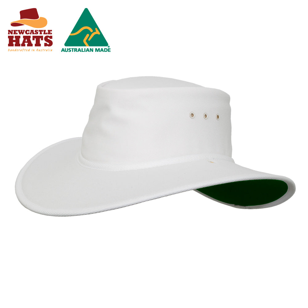 Nullarbor Hat - White with Bottle Green Underside | Vision Safe