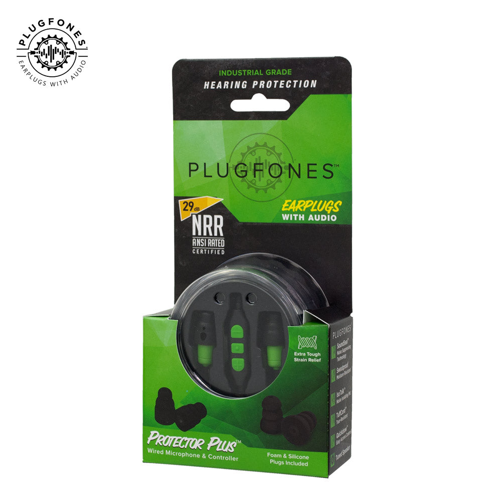 Protector Plus Hybrid Earplugs - Black/Green | Vision Safe