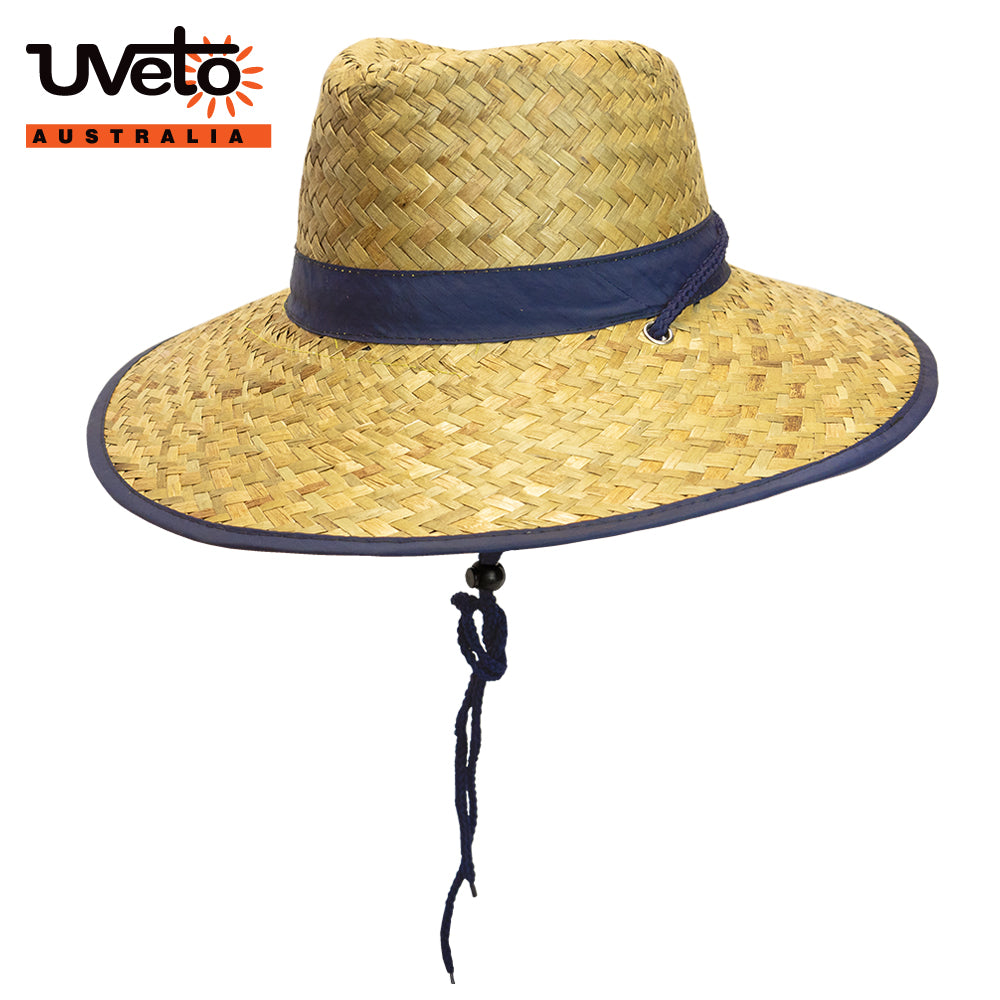 Navy Straw Wide Brim Sun Hat UPF50+ | Vision Safe, view 5