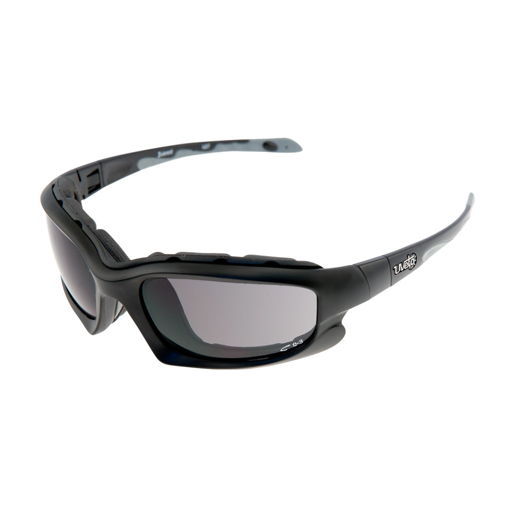 Matte Black Safety Sunglasses with Smoke Anti-Fog Lens | Vision Safe