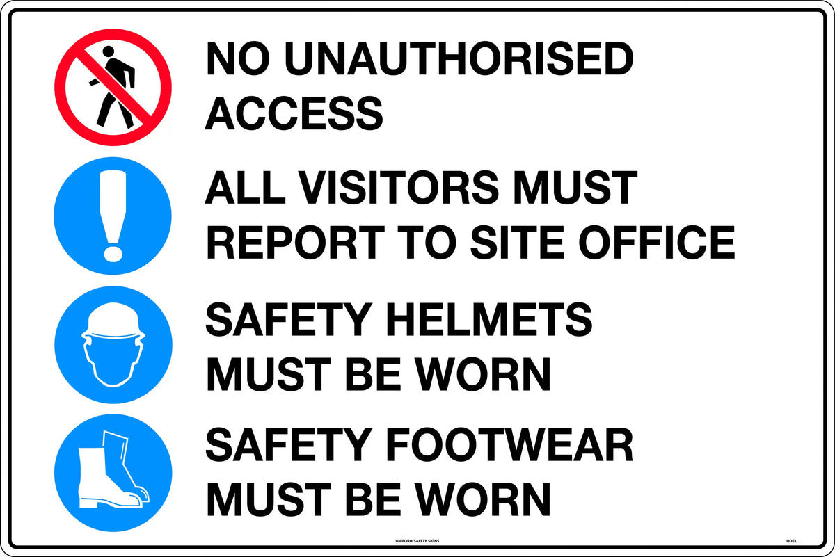 800x600mm Corflute Mandatory Sign | Construction Sites | Uniform Safety Signs