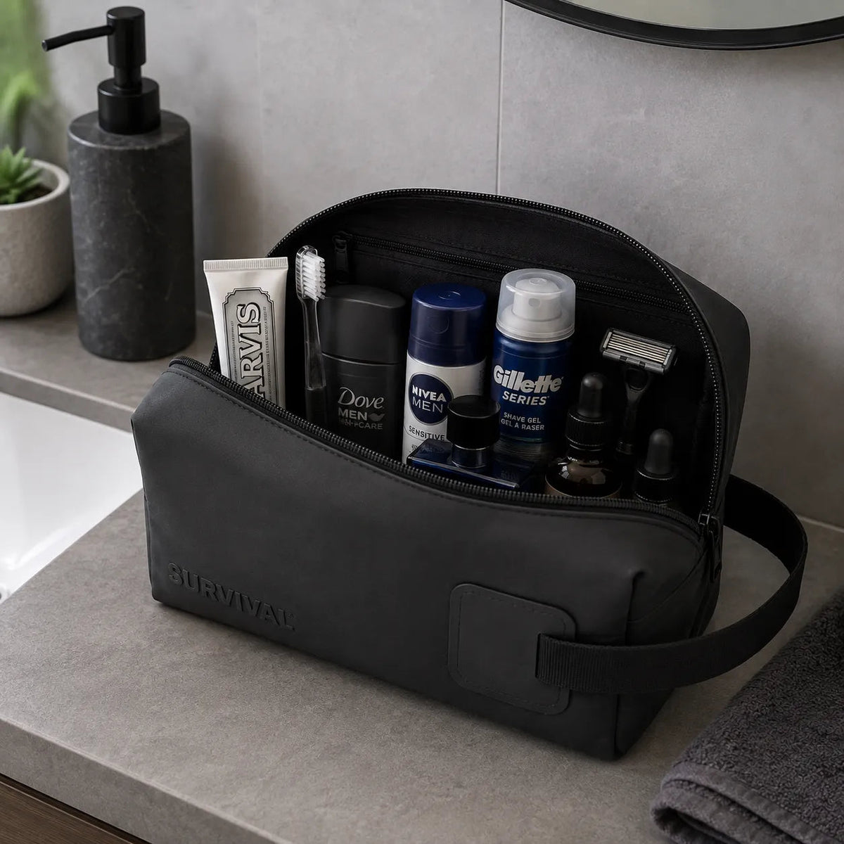 Matte Black Toiletry Bag | Travel and Site Stays | Survival, view 2