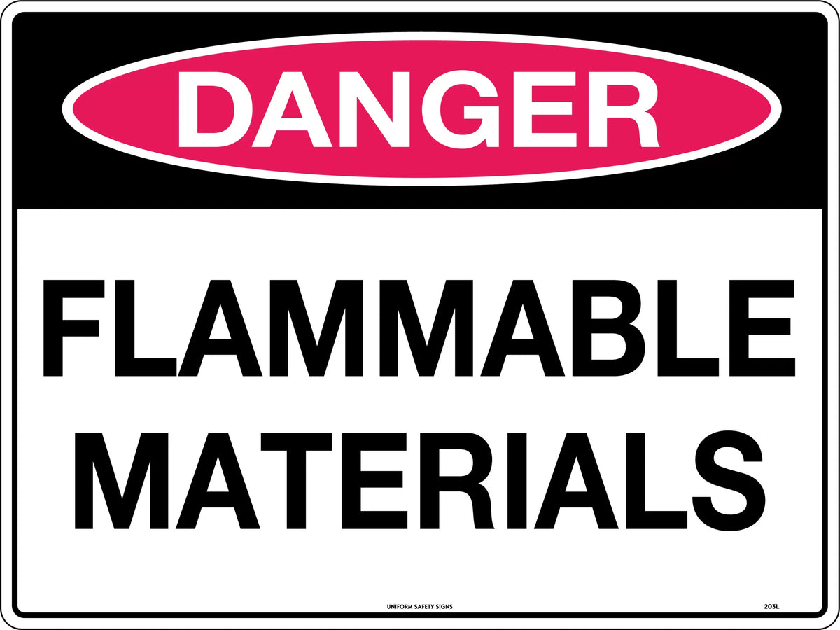 Poly Danger Flammable Materials Sign | Chemical Storage | Uniform Safety Signs