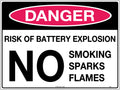 240x180mm Battery Explosion Danger Sign | Charging Stations | Uniform Safety Signs