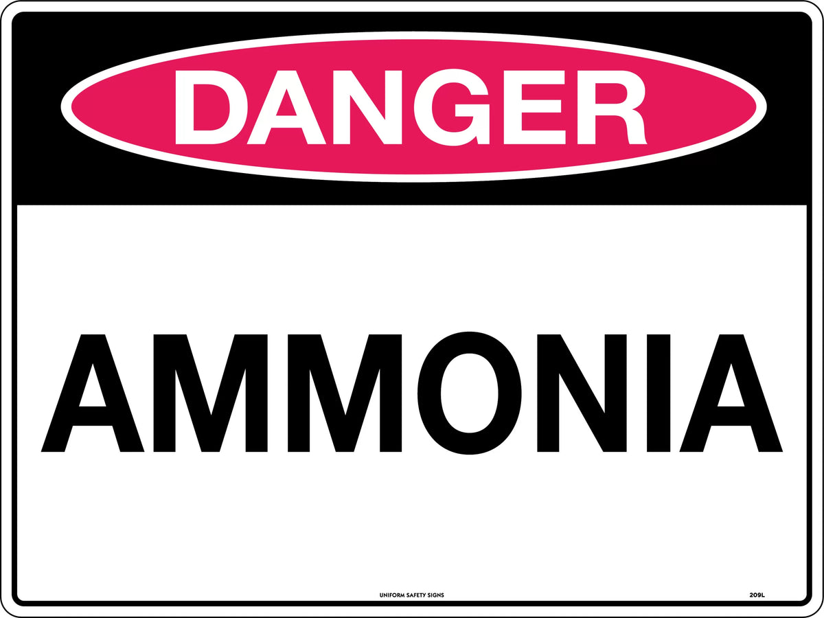Metal Danger Ammonia Sign | Chemical Storage Areas | Uniform Safety Signs