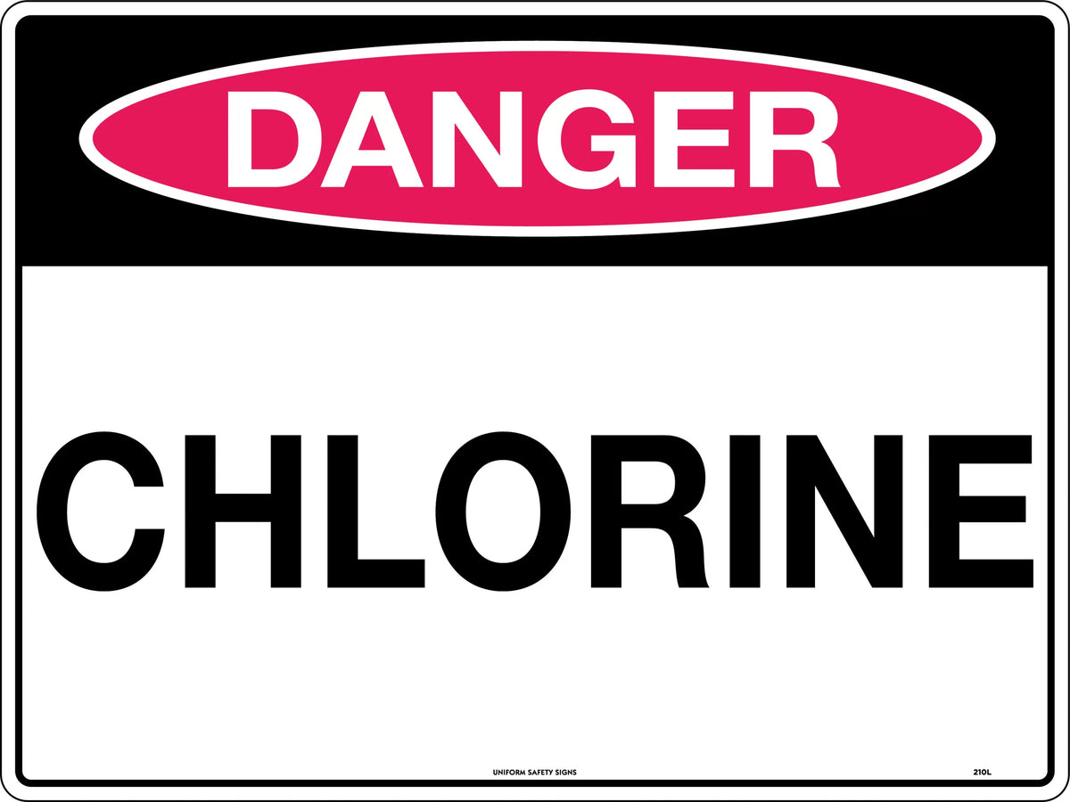 Metal Danger Chlorine Sign | Chemical Storage Areas | Uniform Safety Signs