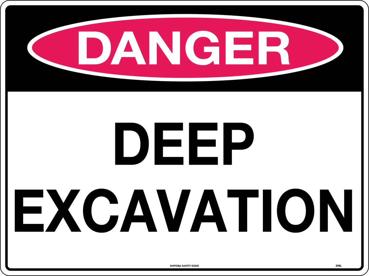 Class 1 Reflective Deep Excavation Sign | Civil Works | Uniform Safety Signs