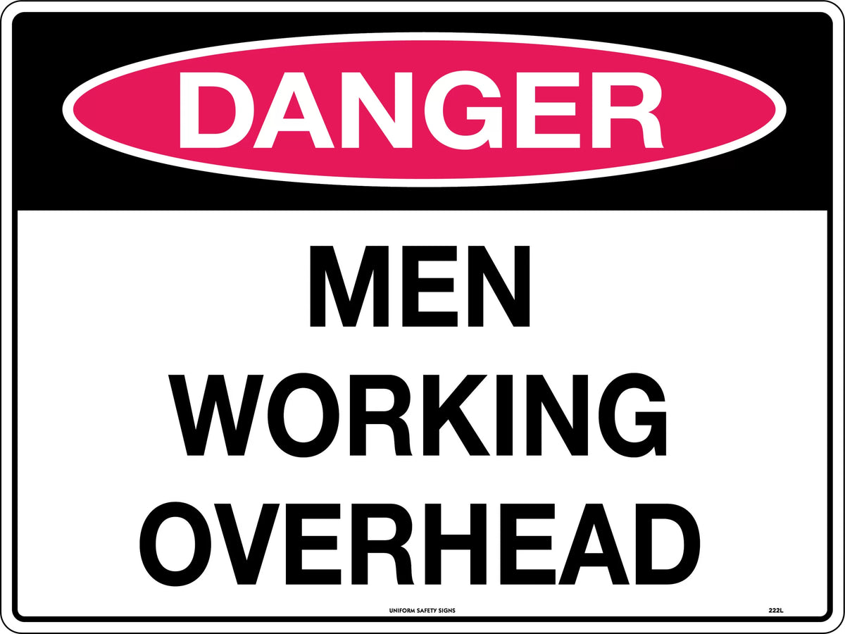 Poly Danger Men Working Overhead | Construction Sites | Uniform Safety Signs