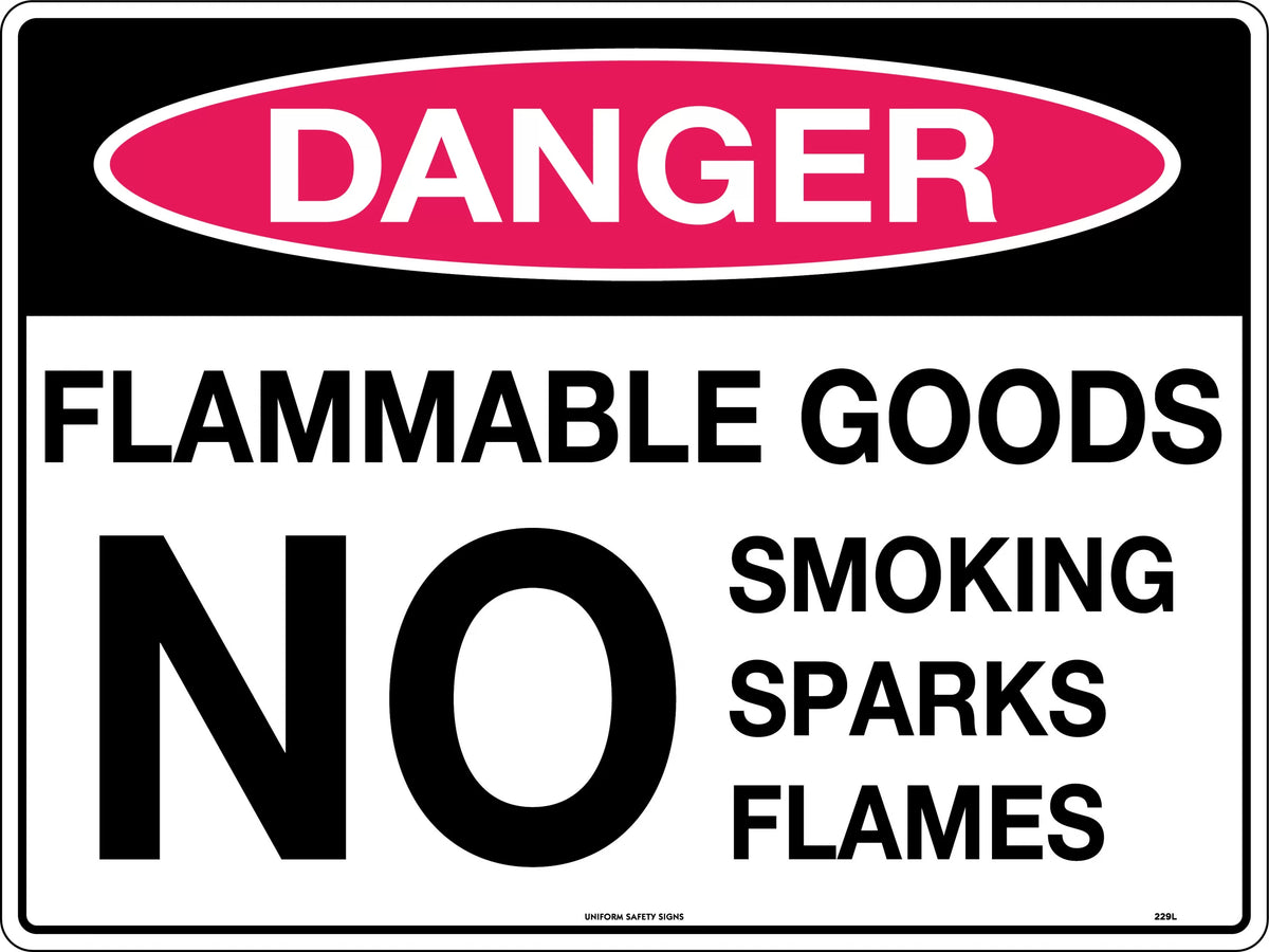 Metal Flammable Goods Danger Sign | Fuel Storage Areas | Uniform Safety Signs