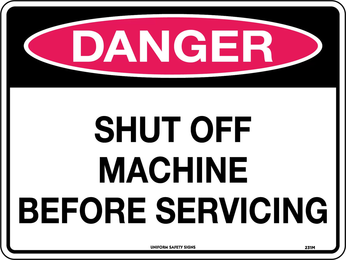 Self Adhesive Danger Sign | Machine Servicing | Uniform Safety Signs