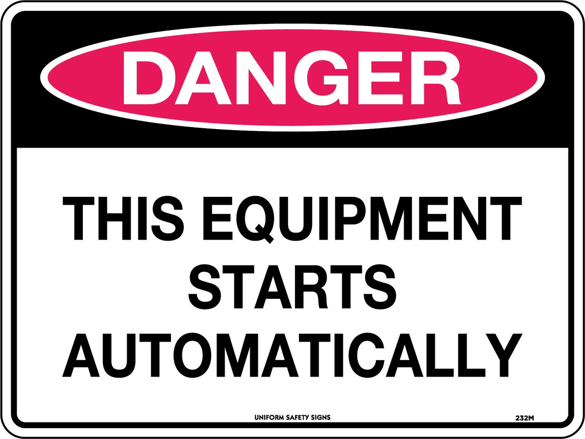 Metal Automatic Start Sign | Mining and Construction | Uniform Safety Signs
