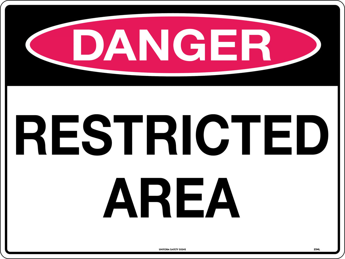 Metal Restricted Area Danger Sign | Industrial Sites | Uniform Safety Signs