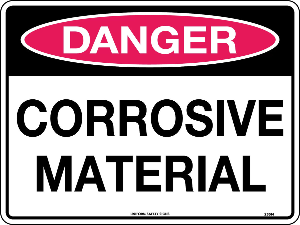 600x400mm Corrosive Material Sign | Chemical Storage | Uniform Safety Signs