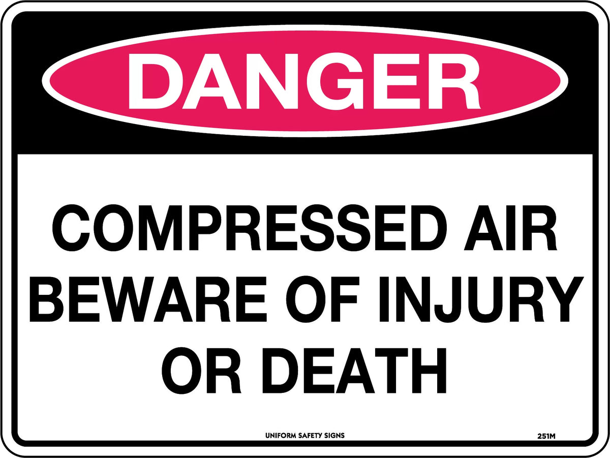 600x400mm Compressed Air Danger Sign | Industrial Workshops | Uniform Safety Signs