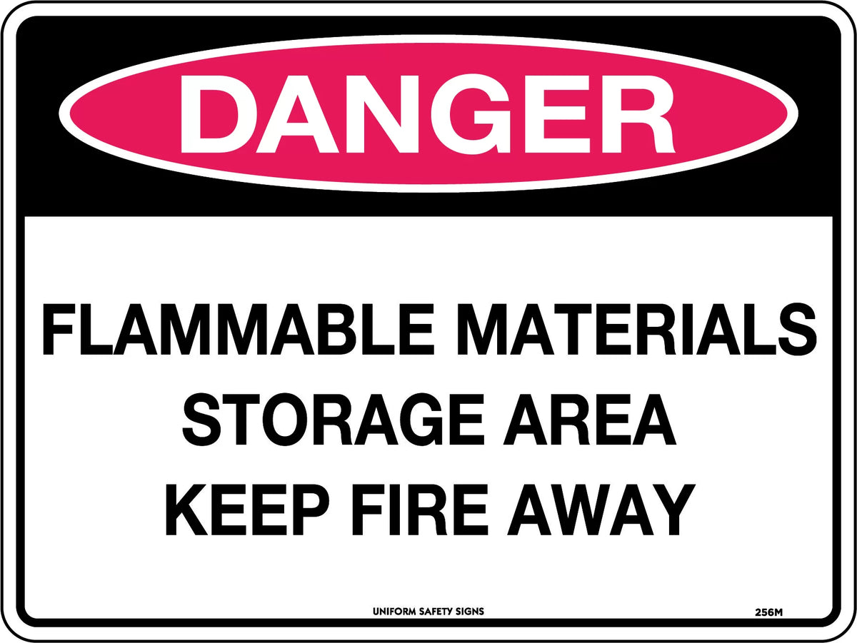 Area 600x400mm Flammable Materials Sign | Chemical Storage | Uniform Safety Signs
