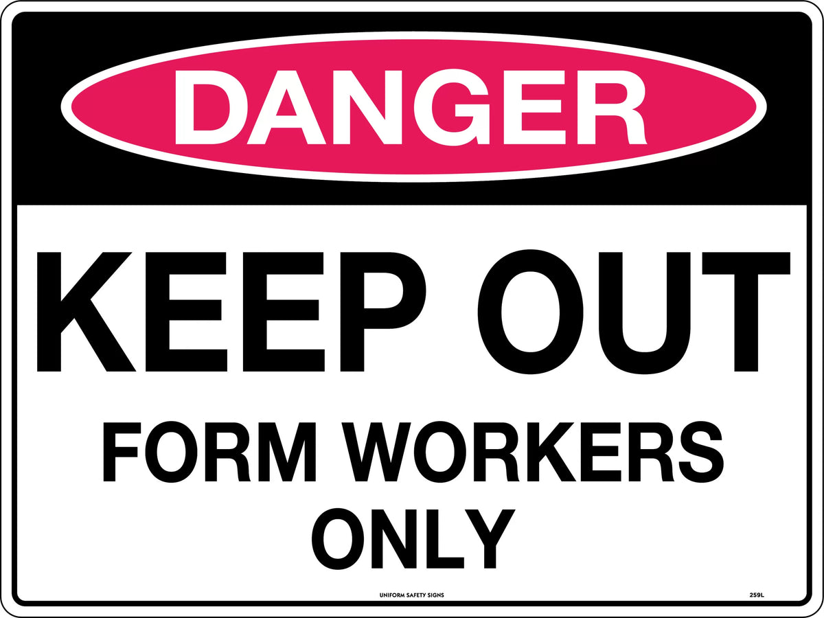600x400mm Poly Danger Sign | Construction Zones | Uniform Safety Signs